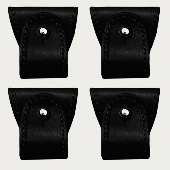 Replacement set of leather ends for dual use suspenders, 4 pcs., black
