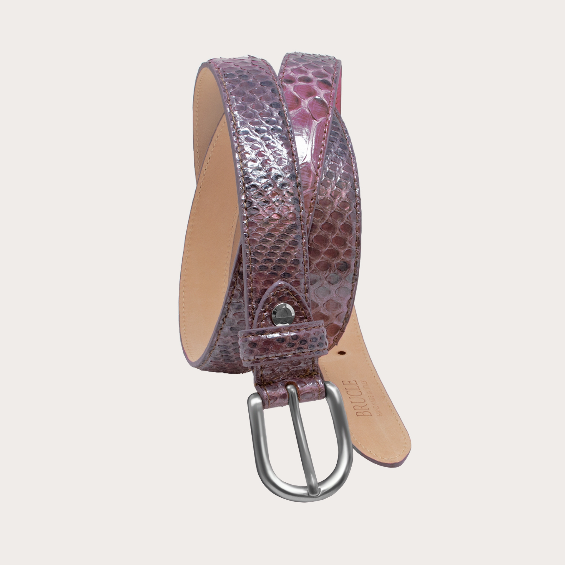 Python leather belt H25, red