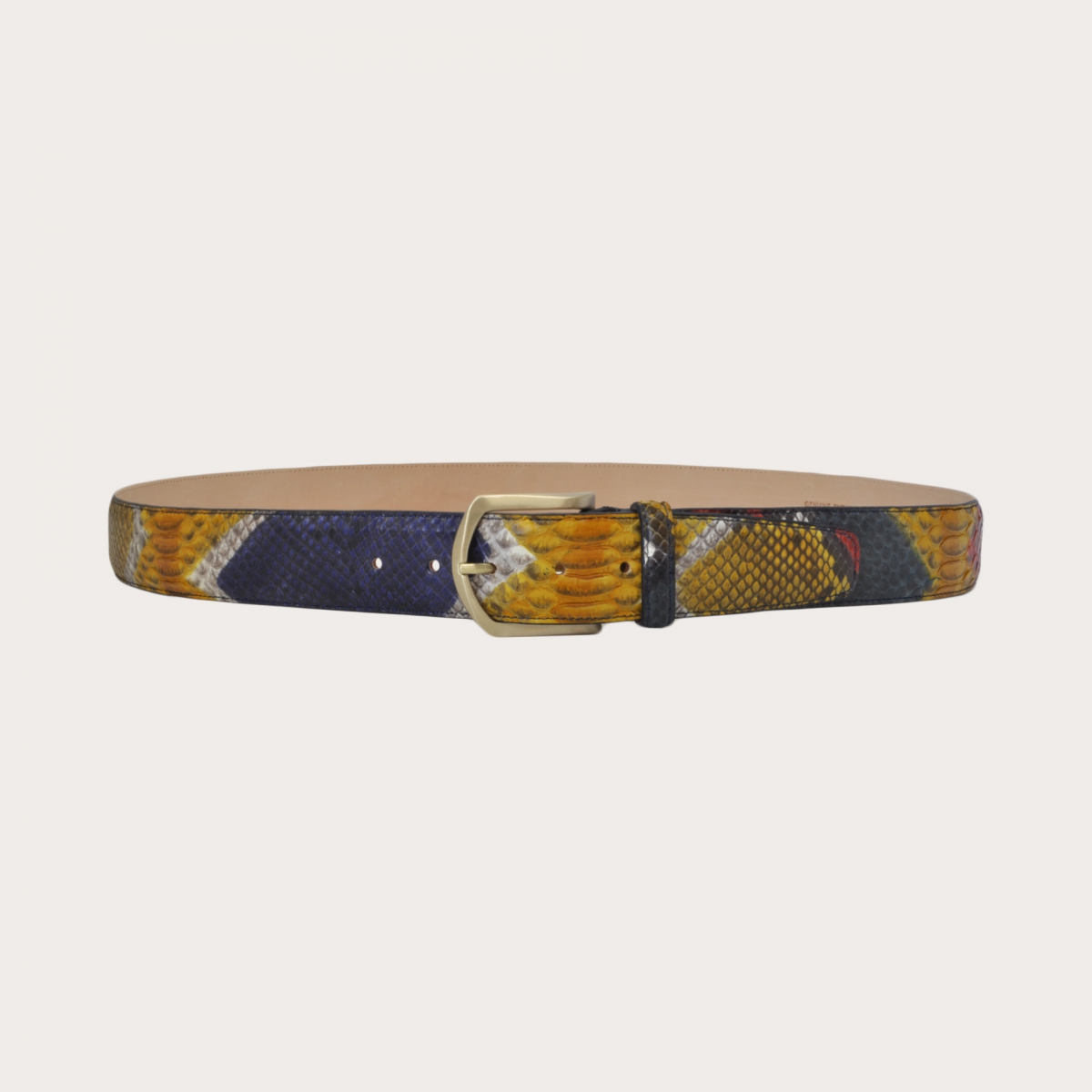 BRUCLE Cintura casual colorata con fibbia nichel free in pitone dipinto