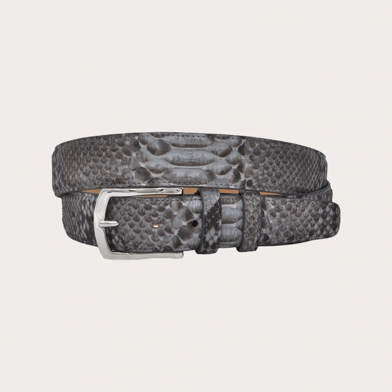Dusty gray python belt with silver nickel free buckle