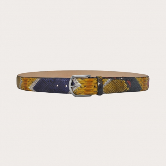 BRUCLE Ceinture de sport haute en python avec boucle en argent sans nickel, multicolore