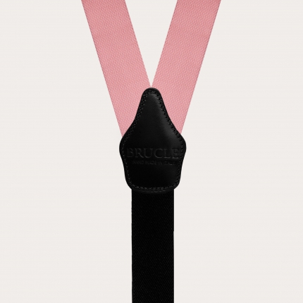Formal Y-shape pure silk suspenders, pink