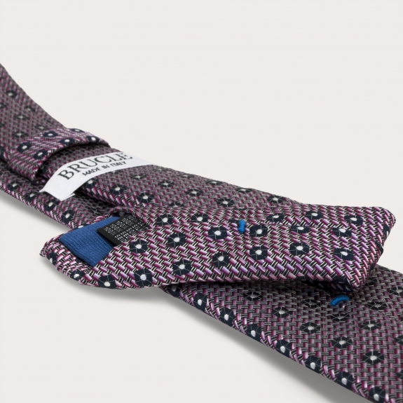 BRUCLE Cravatta in seta, fantasia rosa e blu