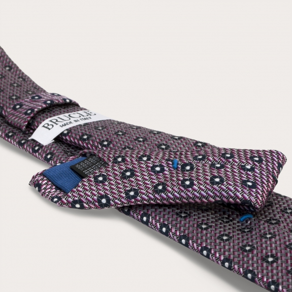 BRUCLE Silk tie, pink and blue pattern