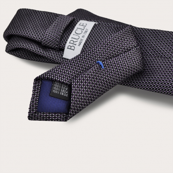 BRUCLE Corbata de seda jacquard, alfiletero violeta