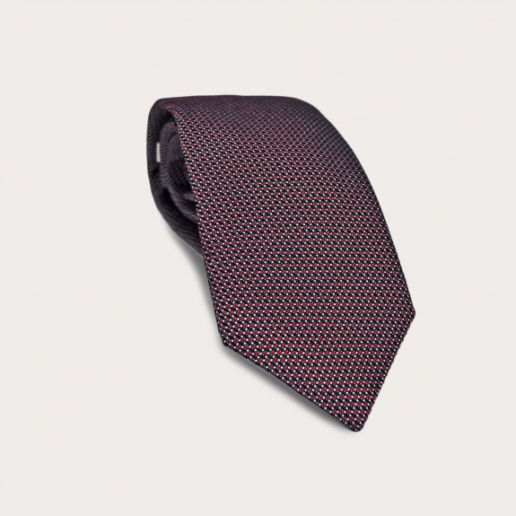 BRUCLE Corbata de seda jacquard, alfiletero rojo