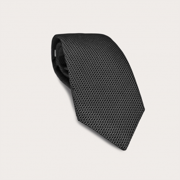 BRUCLE Corbata de seda jacquard, alfiletero gris