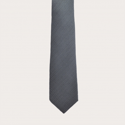 Jacquard silk tie, smoky blue dotted