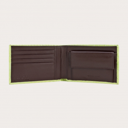 Handmade men's wallet in genuine python, lime green