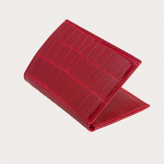 Rot krokodilleder brieftasche, senkrecht