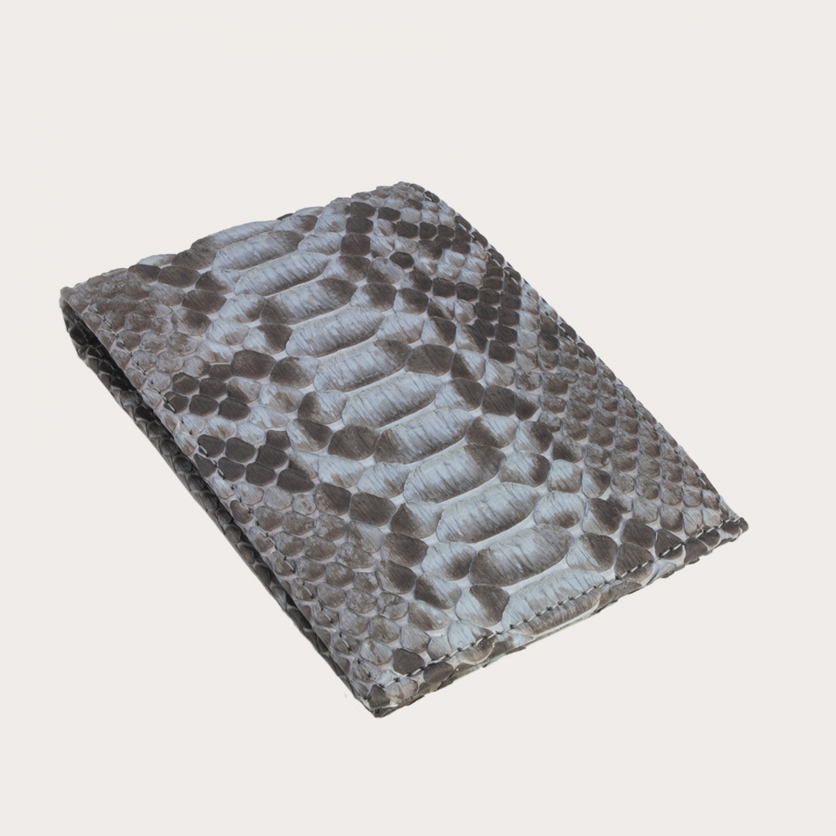Portefeuille homme en cuir de python, couleur gris dusty blue