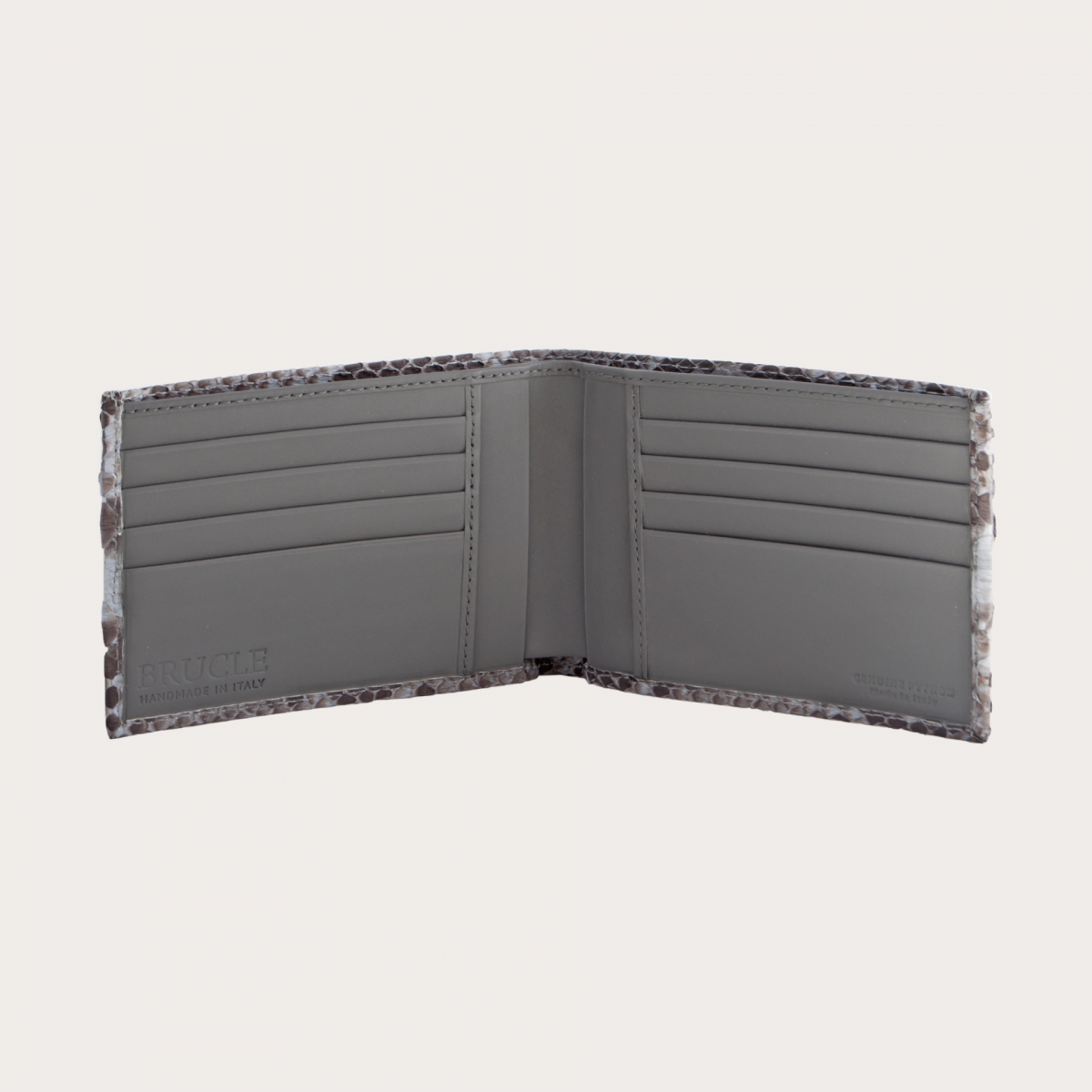 Portefeuille homme en cuir de python, couleur gris dusty blue