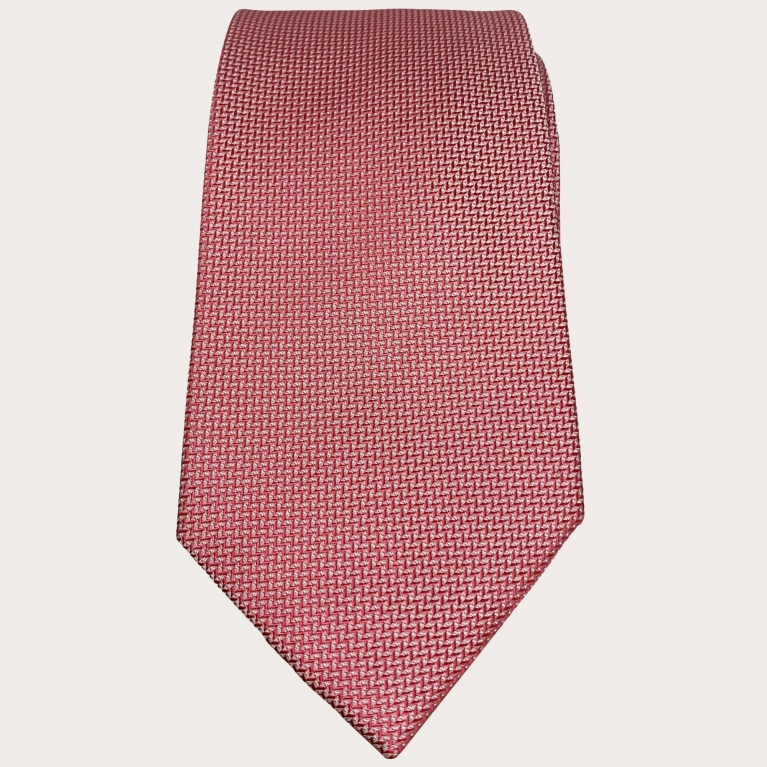 Cravatta in seta jacquard, color corallo