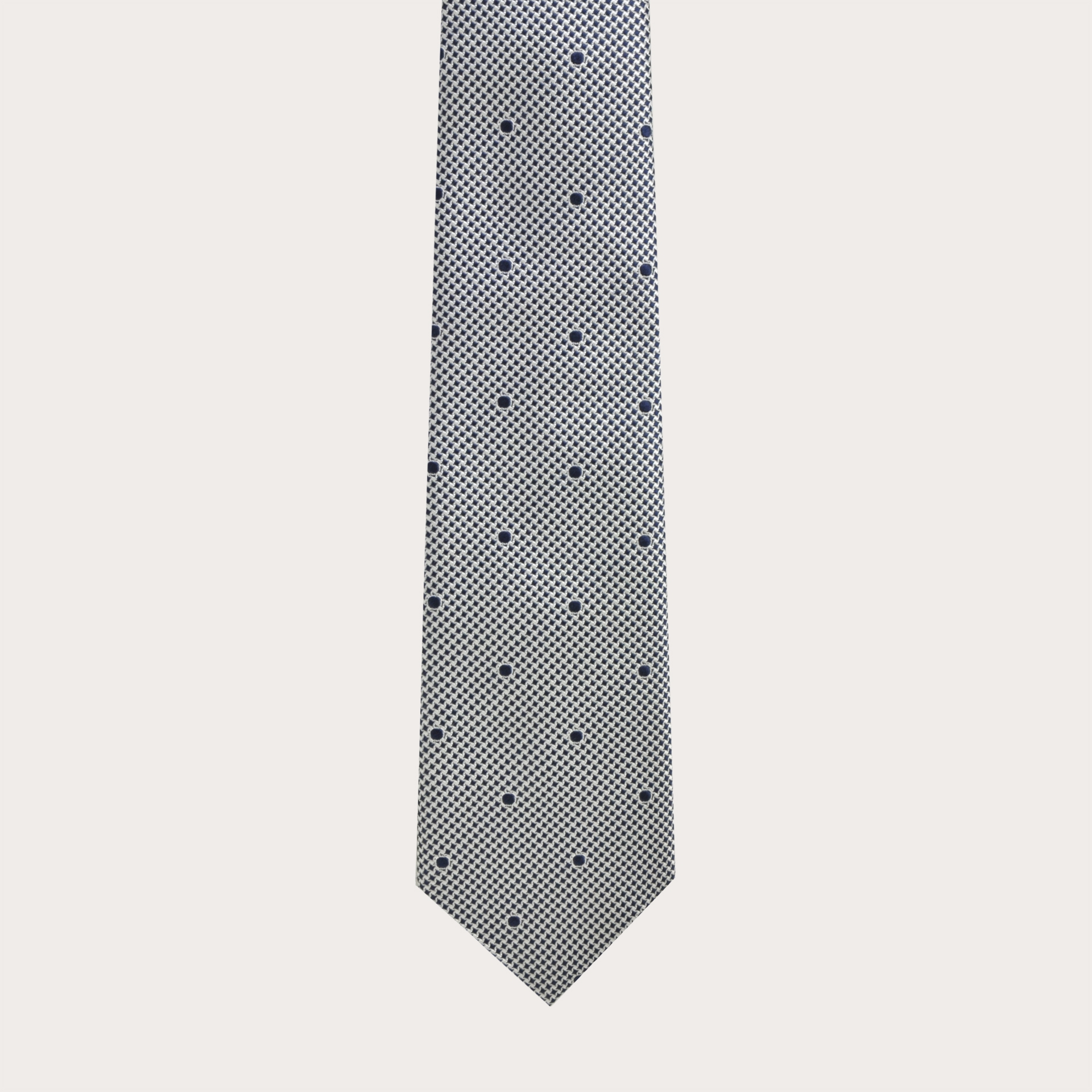 Corbata de seda jacquard, estampado blanco y azul