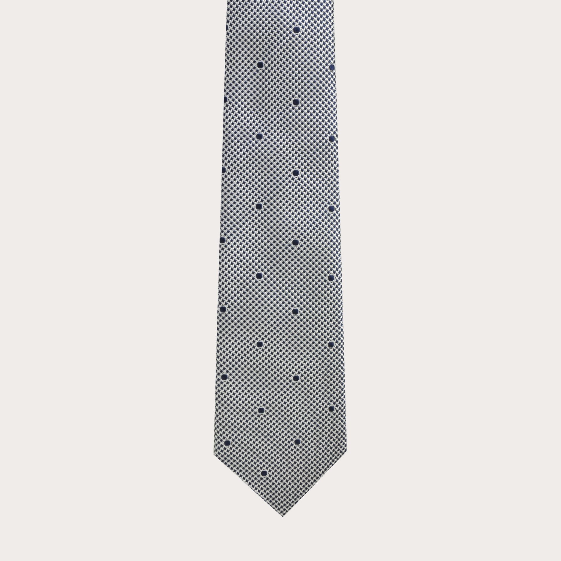 Cravatta in seta jacquard, fantasia bianca e blu