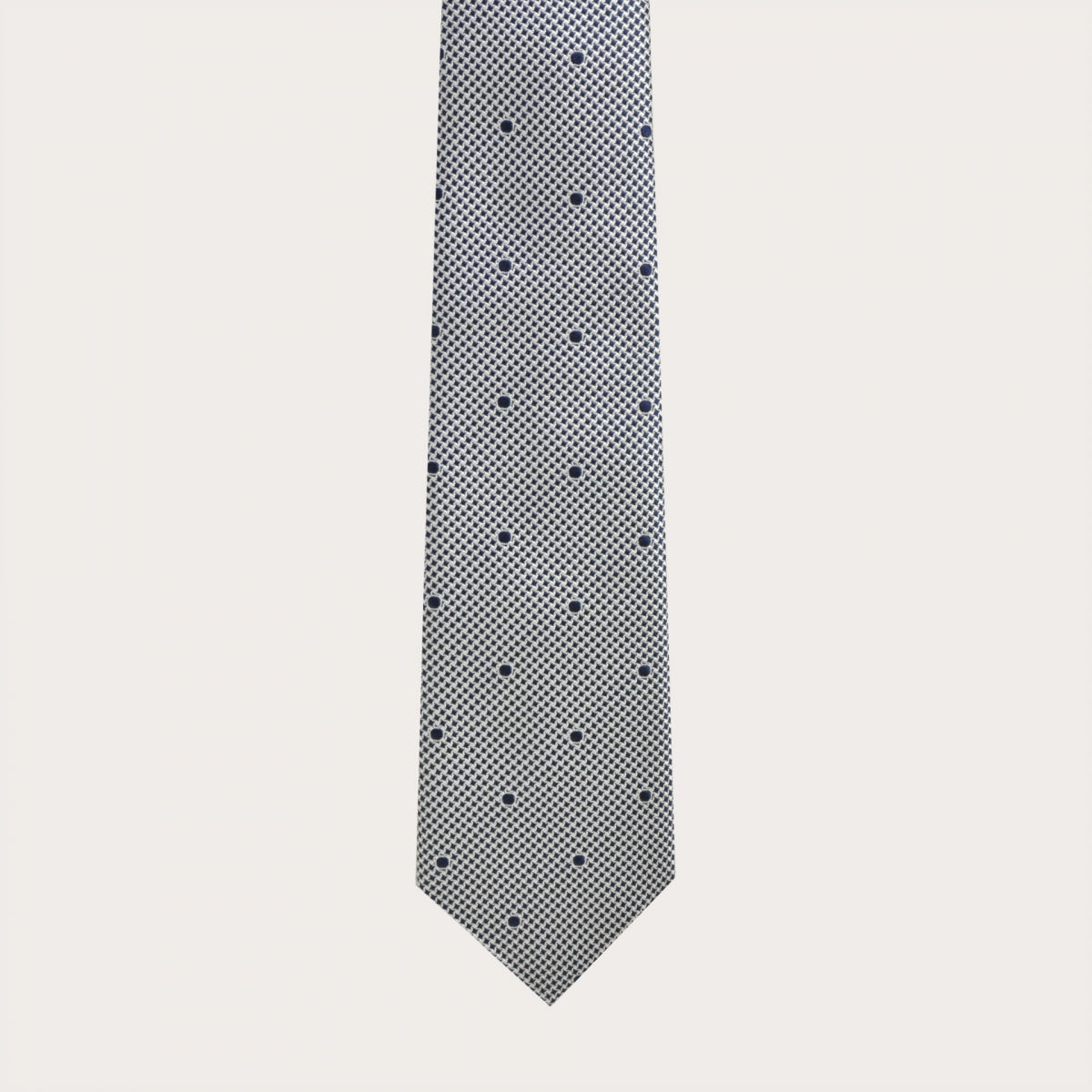 Jacquard-Seidenkrawatte, weißes und blaues Muster