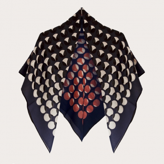 BRUCLE Delicate woolen scarf with geometric pattern, blue with circles