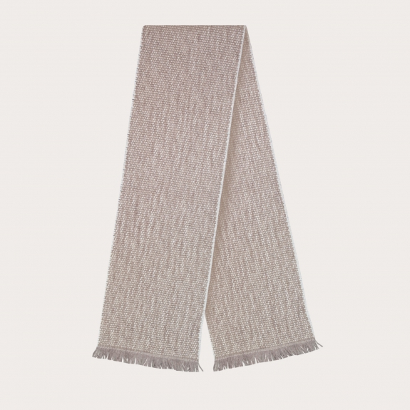 BRUCLE Cashmere scarf with woven pattern, beige and white