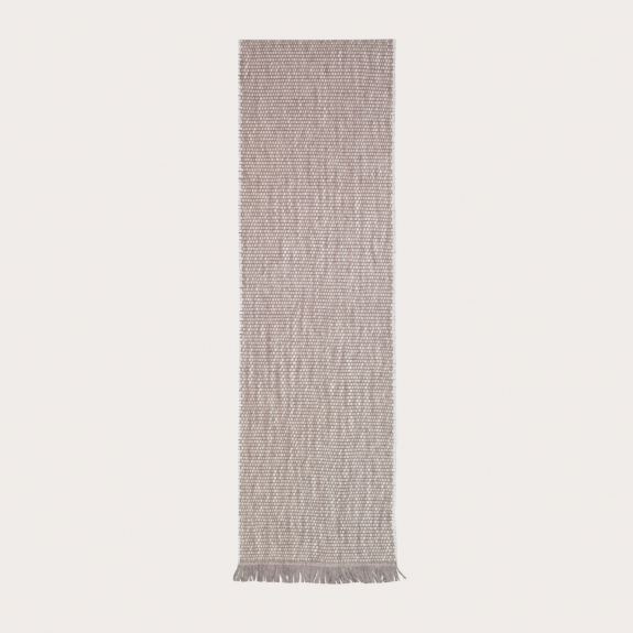 Cashmere scarf with woven pattern, beige and white