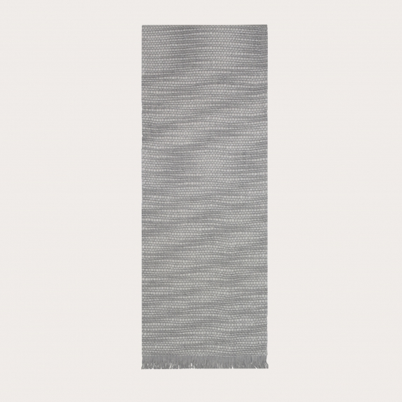 BRUCLE Bufanda de cachemira con patrón tejido, gris y blanco
