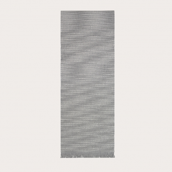 BRUCLE Echarpe en cachemire à motif tissé, gris et blanc