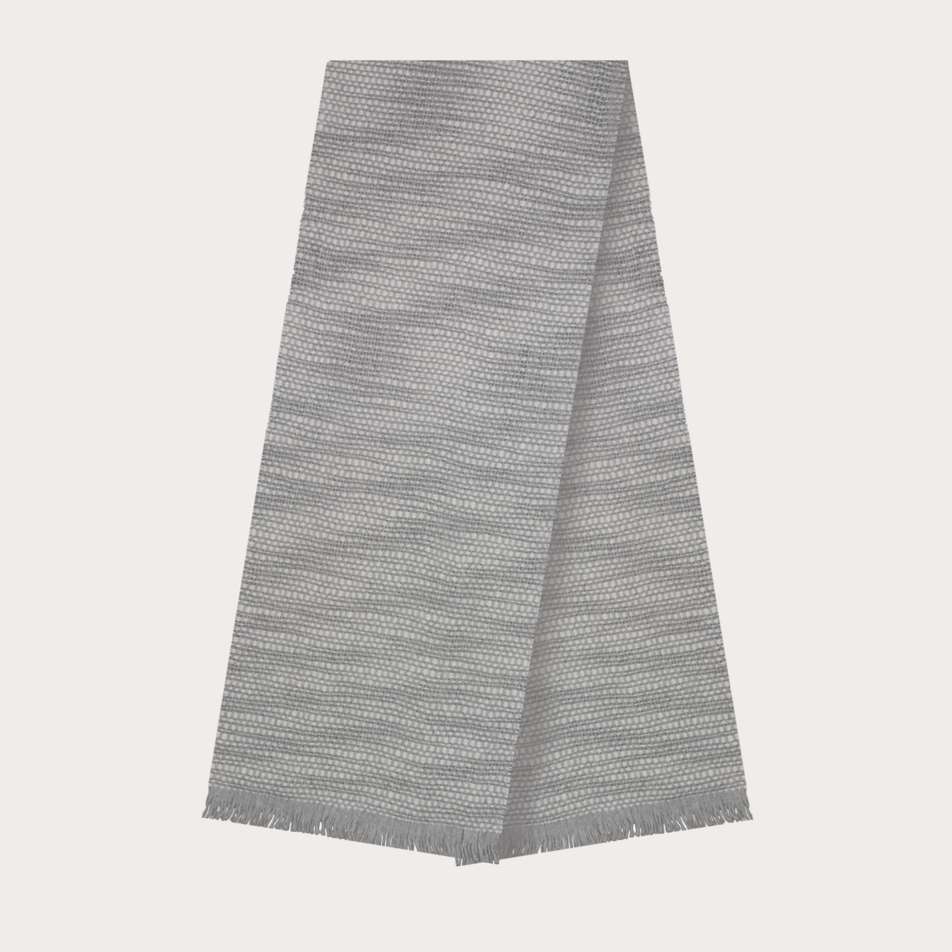 BRUCLE Cashmere scarf with woven pattern, grey and white