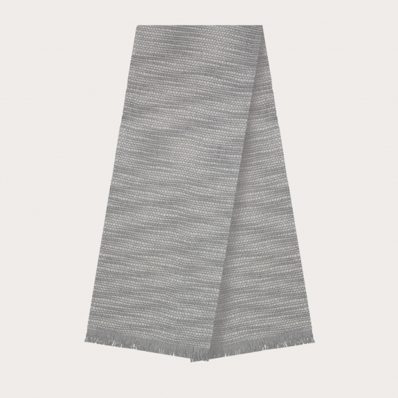BRUCLE Bufanda de cachemira con patrón tejido, gris y blanco
