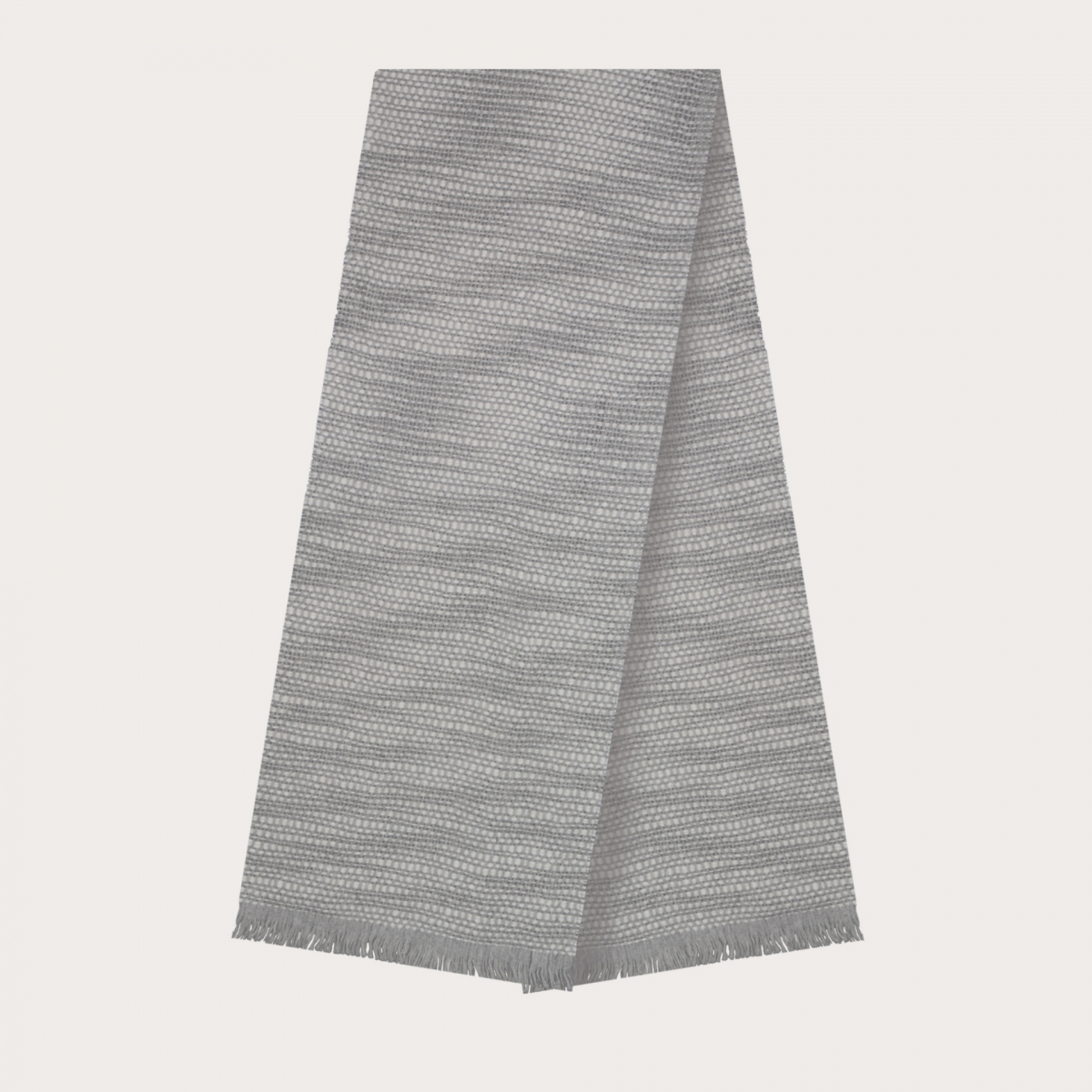 BRUCLE Bufanda de cachemira con patrón tejido, gris y blanco