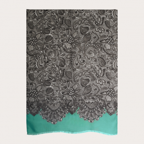 BRUCLE Fular suave de modal y cachemira, menta con adornos en blanco y negro