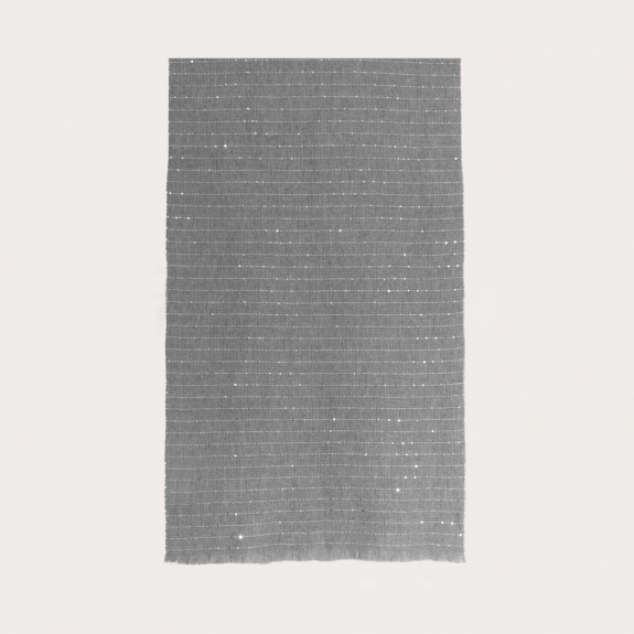BRUCLE Warmer Kaschmirschal mit dünnem Streifen- und Paillettenmuster, grau