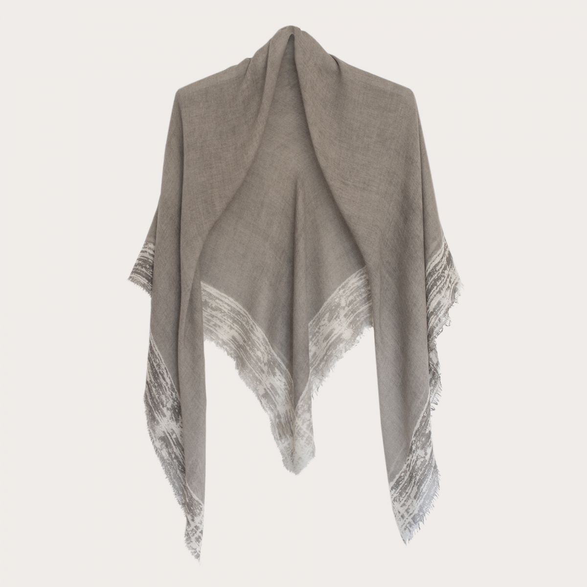BRUCLE Ampio foulard in cachemire con bordo delavé, grigio