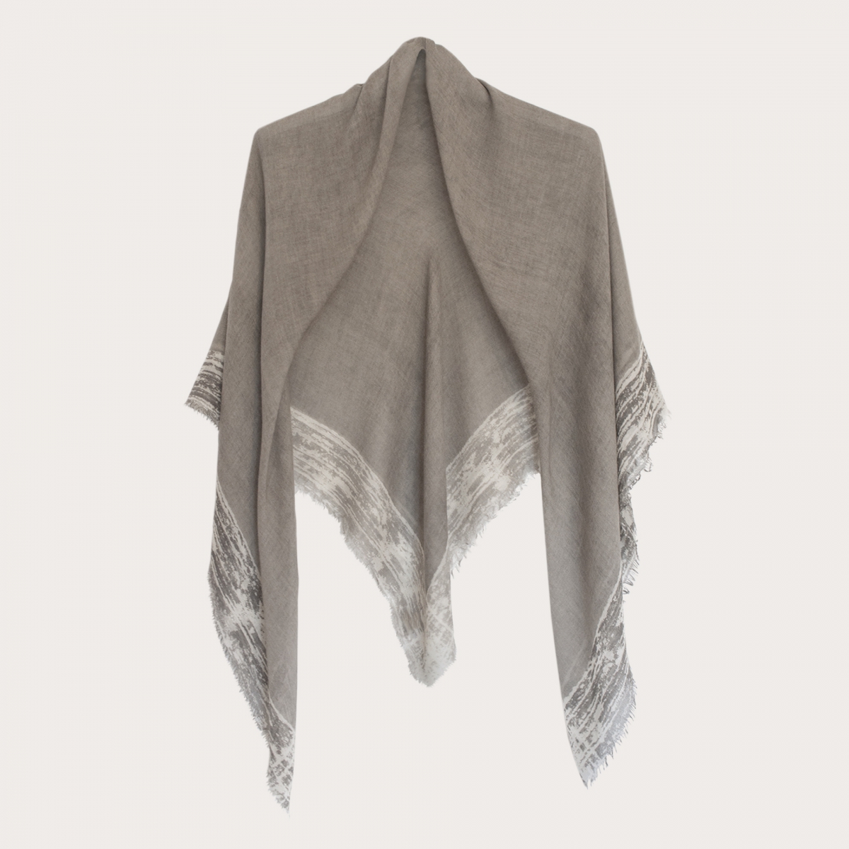 BRUCLE Foulard grande de cachemira con borde delavé, gris