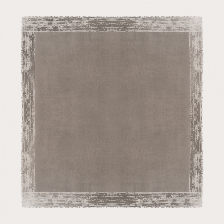 Large cachemire scarf with faded pattern frame, gray