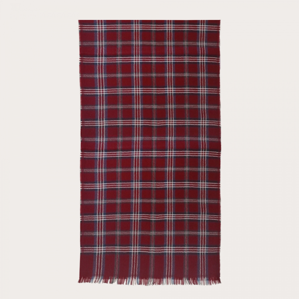 BRUCLE Echarpe en laine à motif tartan, bordeaux, bleu et blanc