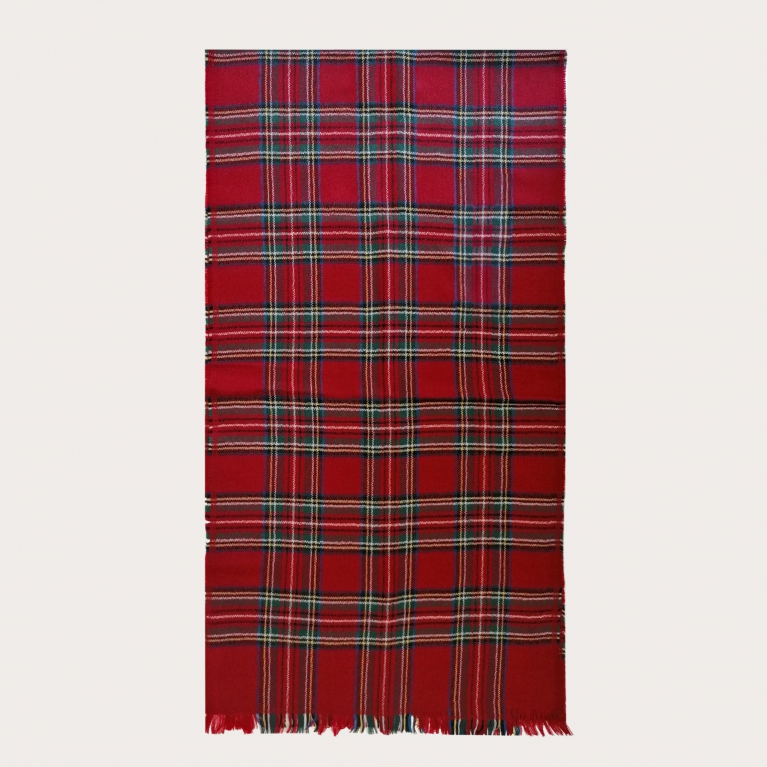 Virgin wool scarf with tartan motif, red