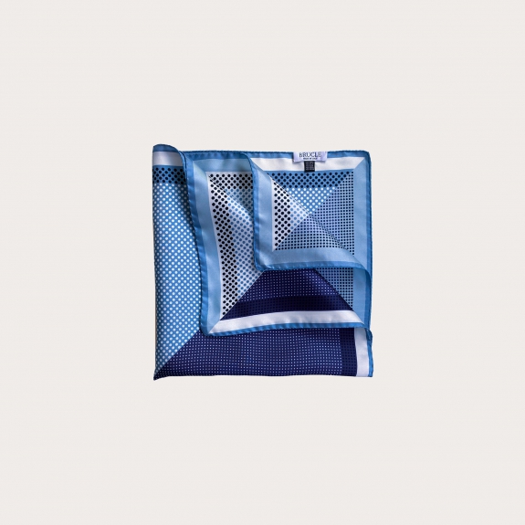 BRUCLE Silk foulard, blue polka dot pattern