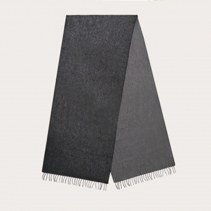 Bufanda cálida de cachemira con flecos, negro y gris
