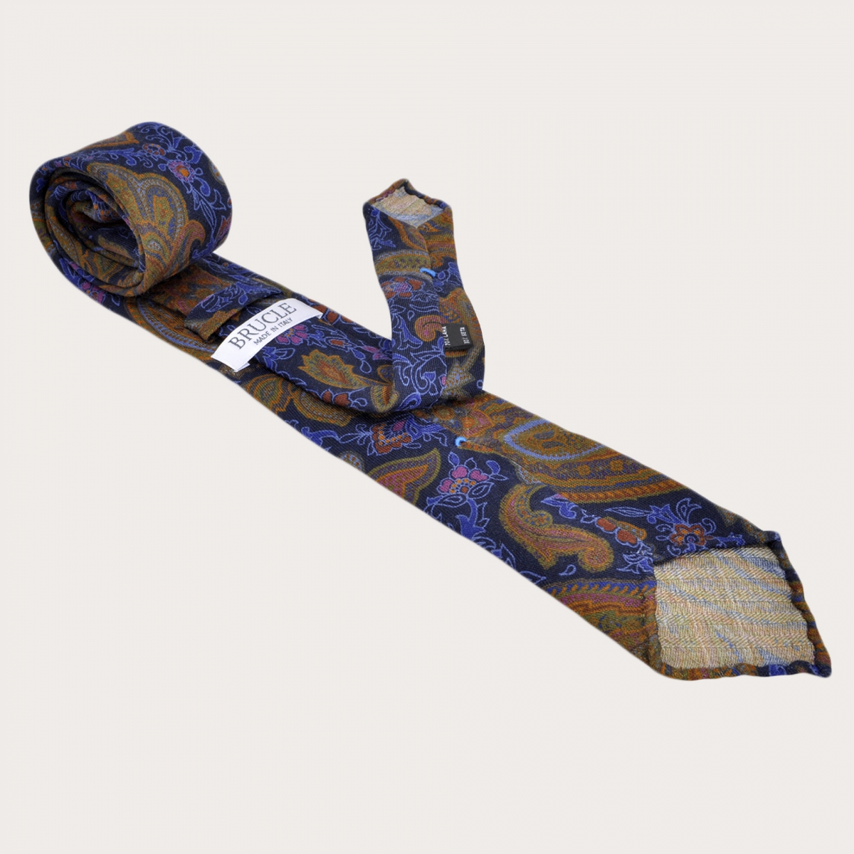 Cravate sans doublure en laine, motif cachemire multicolore