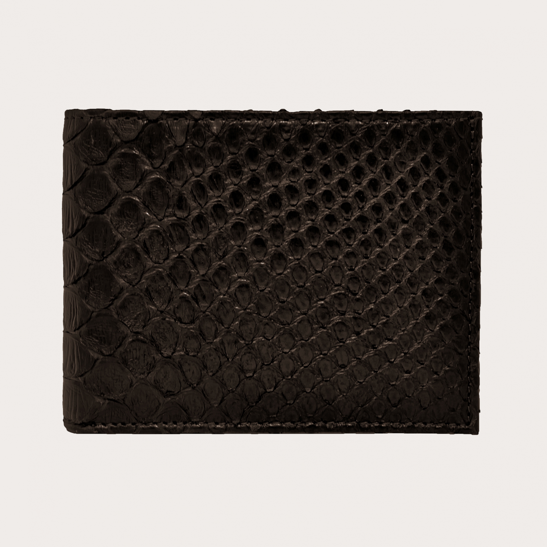 Portefeuille homme en python avec portemonnaie, brun foncé