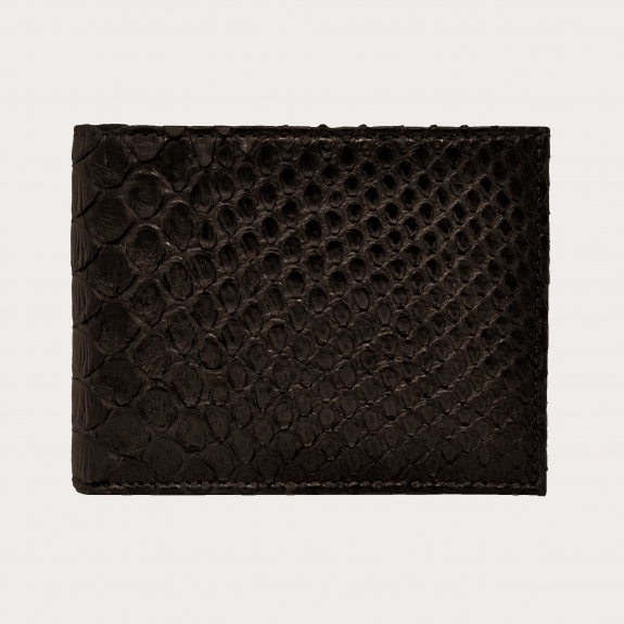 Portefeuille homme en python avec portemonnaie, brun foncé