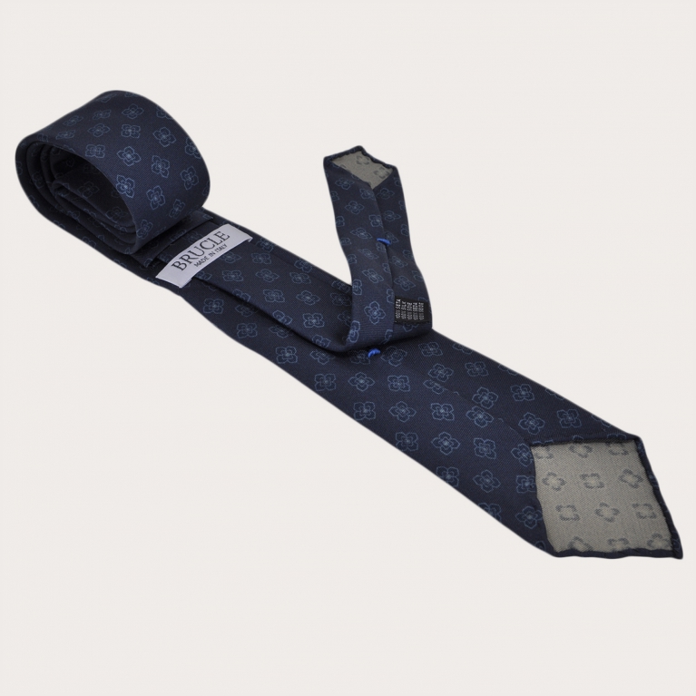 Corbata de seda sin forro, estampado azul