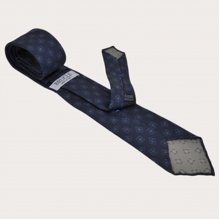 Unlined silk necktie, blue pattern
