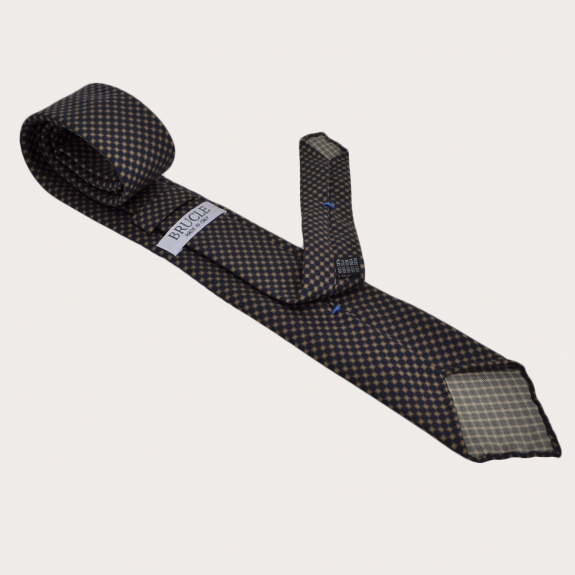 BRUCLE Corbata sin forro con estampado de seda, azul y dorado