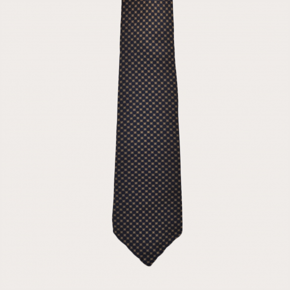 BRUCLE Cravate non doublée en soie, motif bleu et or