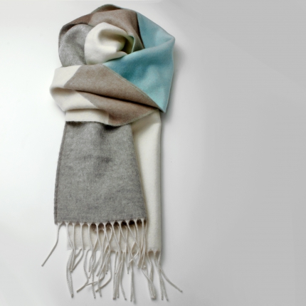 Long scarf in multicolor cashmere, palette du Mer