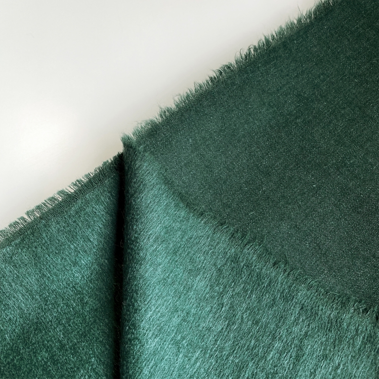 Fleece wool and true hemp scarf emerald green