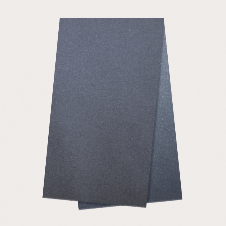 Sciarpa in lana vergine canapa e seta, blu denim