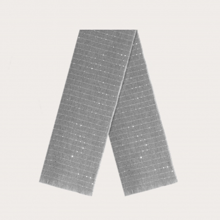 Bufanda cálida de cachemira con estampado de rayas finas y lentejuelas, gris