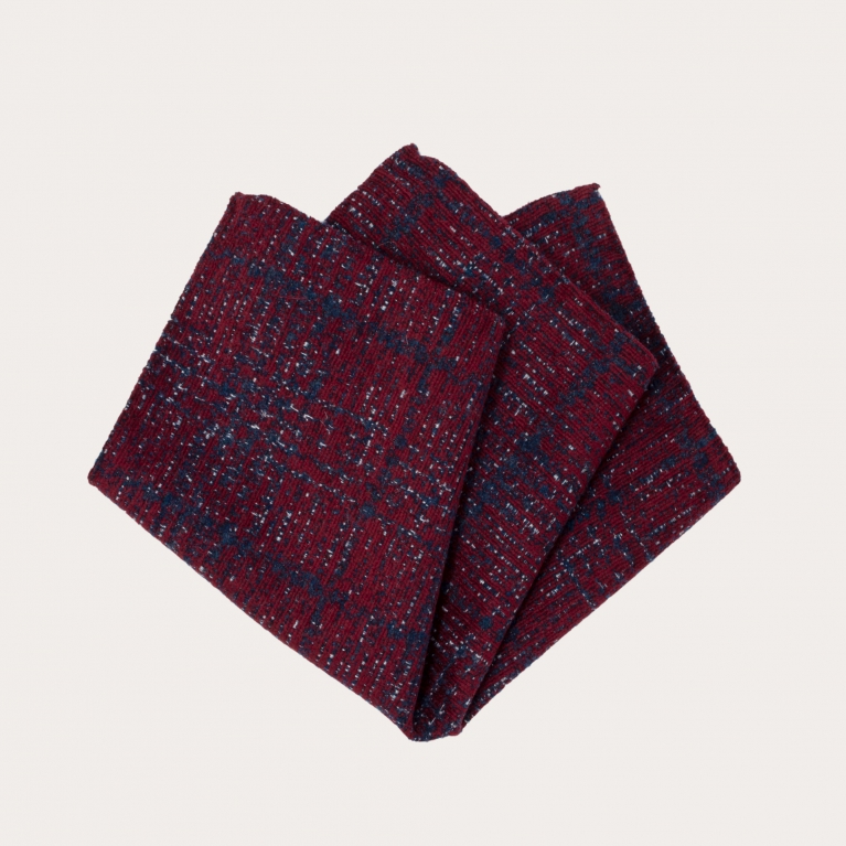 Pañuelo de bolsillo en seda y lana, estampado tartán rojo azul