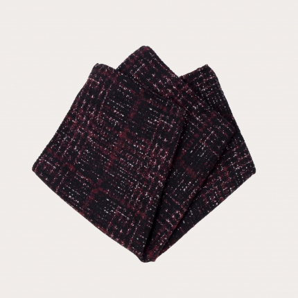 Pañuelo de bolsillo en seda y lana, estampado tartán rojo